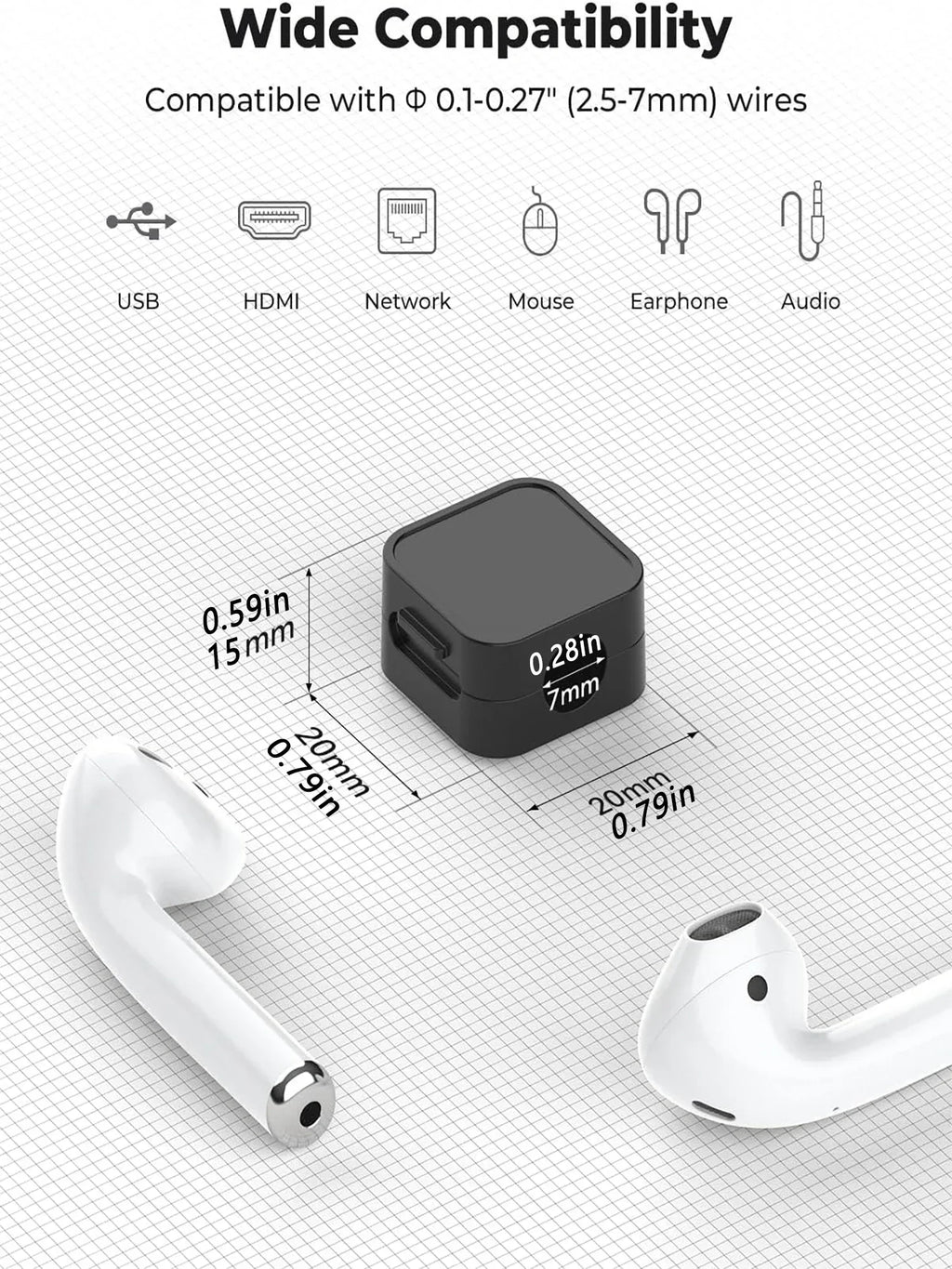 MagGrip.
Organizador magnético para cables/ Escritorio, Hogar, Oficina o Coche