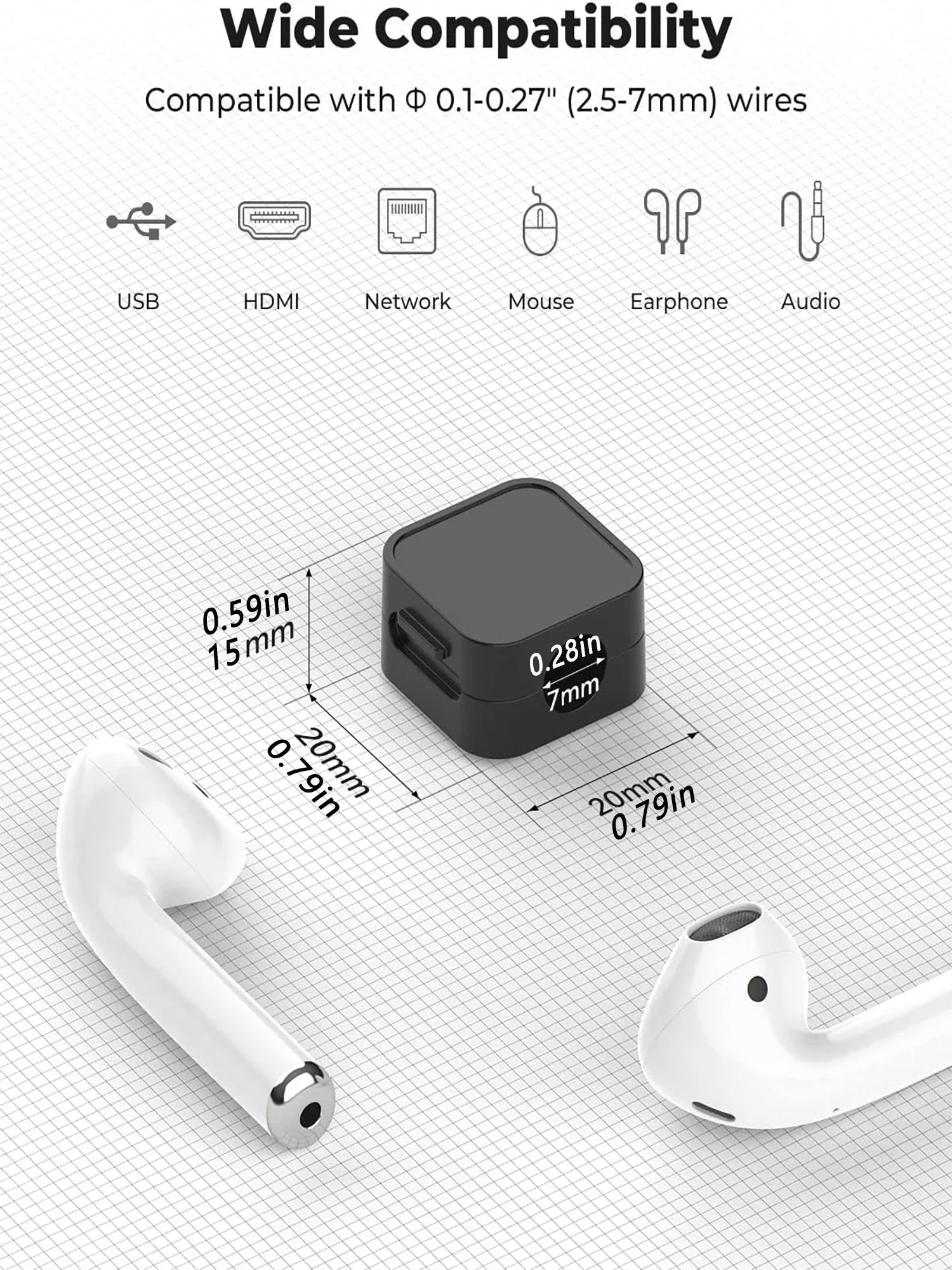 MagGrip.
Organizador magnético para cables/ Escritorio, Hogar, Oficina o Coche